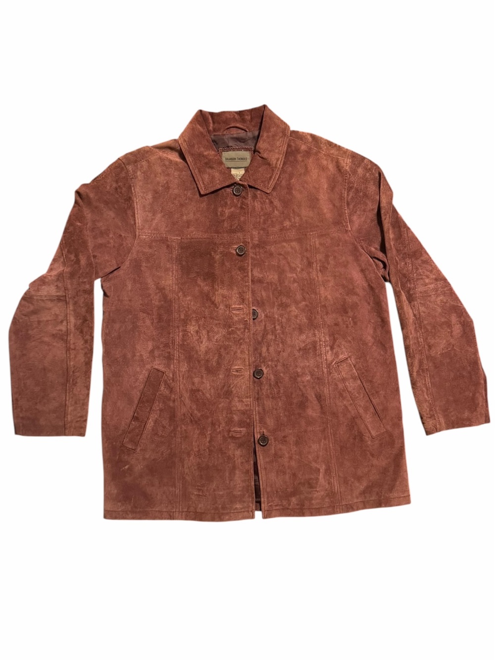 Brandon Thomas Plum Suede Leather Shirt Jacket Size L